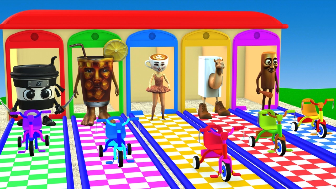 Long Slide Game With Cow Elephant Gorilla Hippopotamus Tiger 3d Animal Game Funny 3d Animals