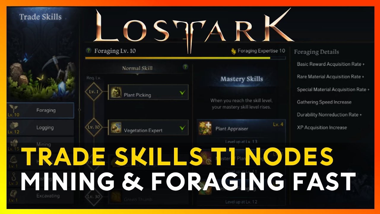 Lost Ark Fast Mining Foraging Trade Skills Routes & Stronghold Farm