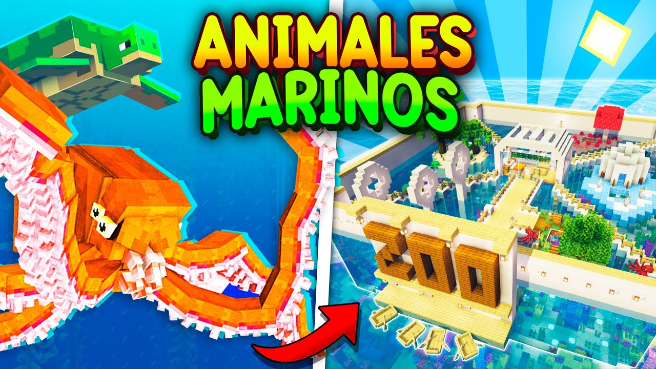 Construí un ZOOLÓGICO con ANIMALES MARINOS en MINECRAFT 🐙🐠