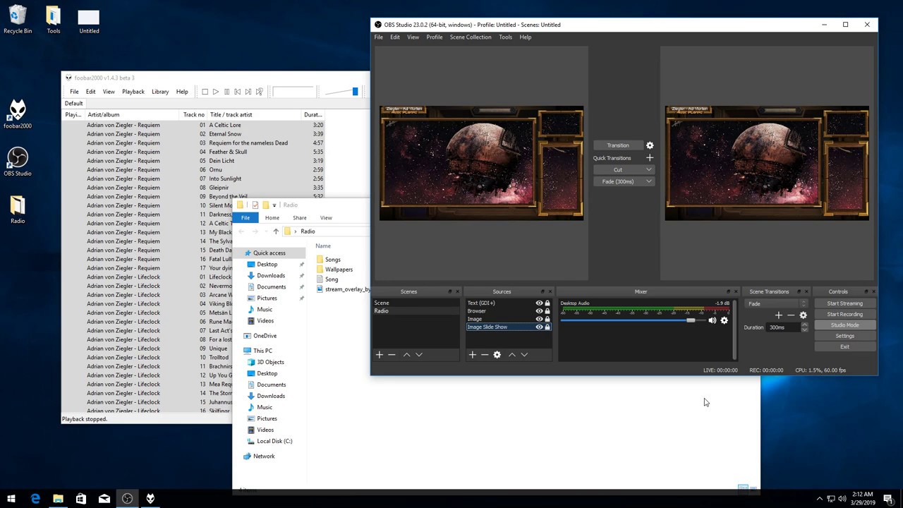 How to make a YouTube radio stream with OBS and Foobar200