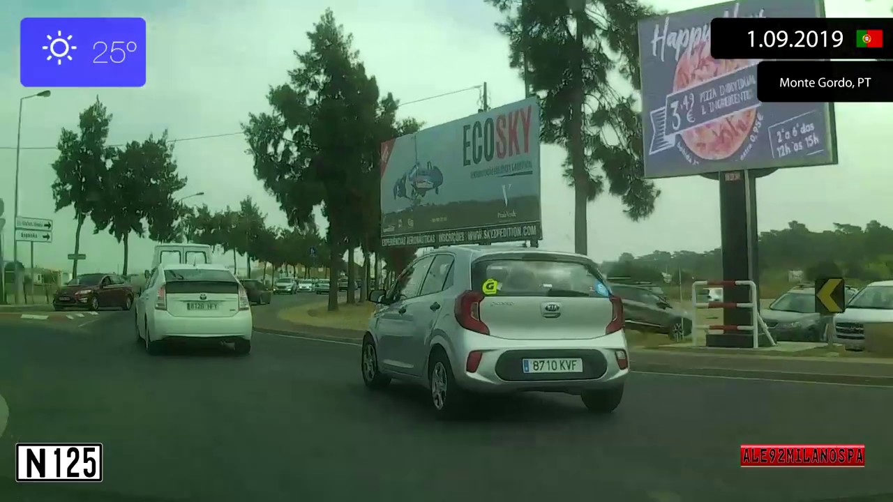 Driving through Algarve (Portugal) from Faro to Castro Marim 1.09.2019 Timelapse x4