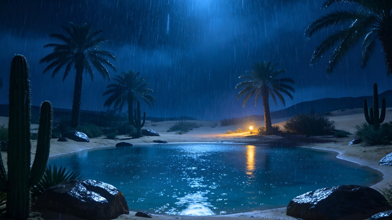 Heavy Night Rain in the Desert | LIVE Sleep Sounds