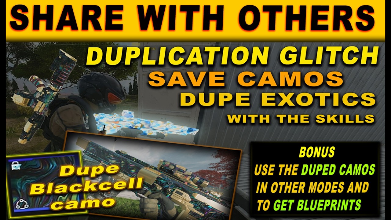 🔴NEW DUPE 🔴SHARE WITH OTHER ACCOUNTS🔴 CAMO DUPE 🔴BO7 END GAME SEASON 3 DUPE GLITCH WEAPONS AND CAMOS