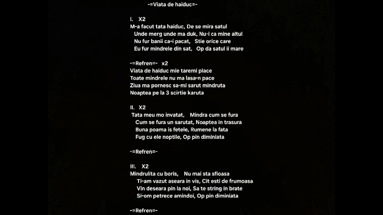 Viata de haiduc - Negativ + Versuri Karaoke