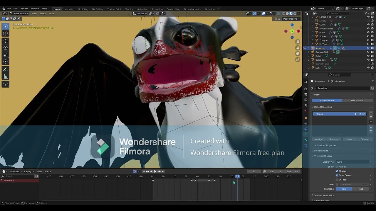 Night Fury OC Animation Timelaps (Blender) (Ruby)