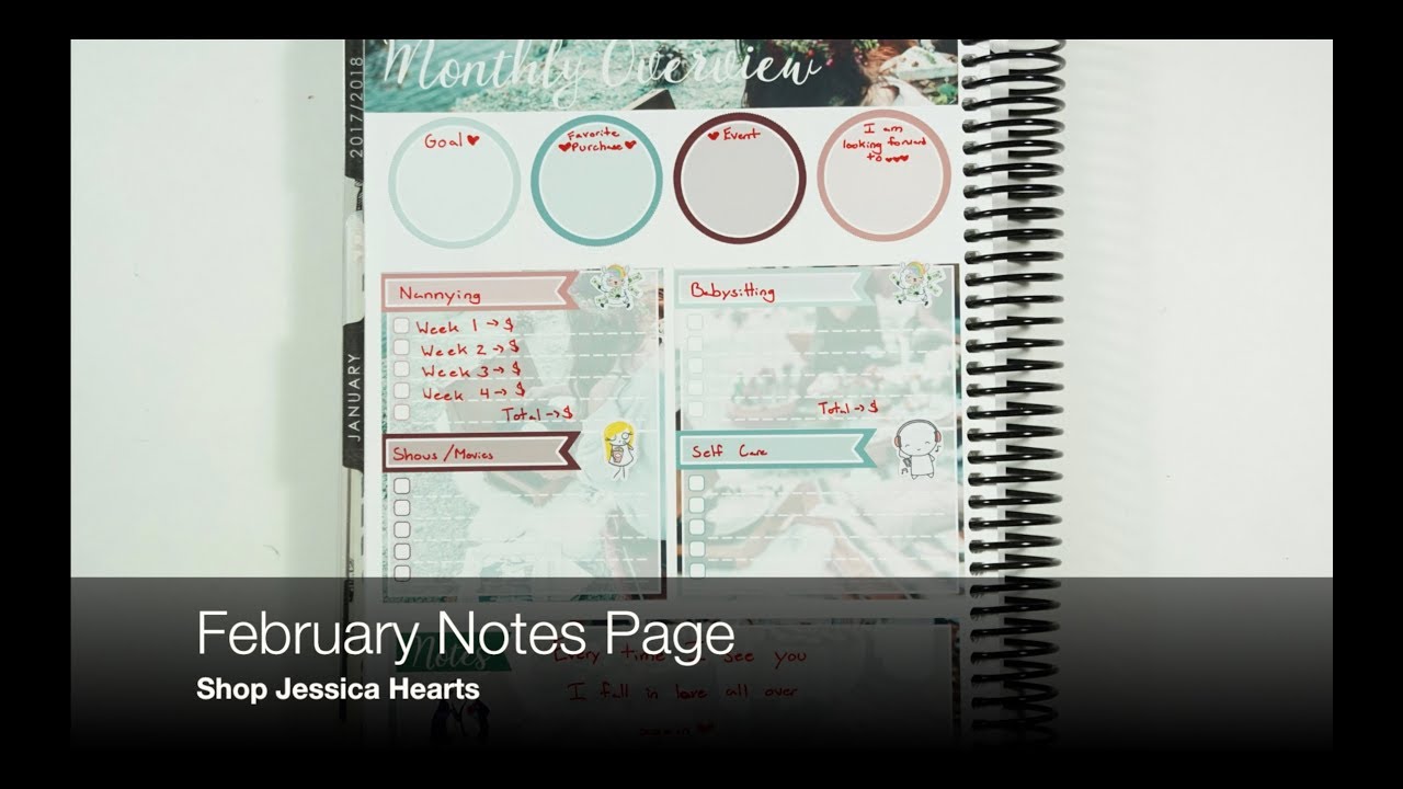 February Notes Page PWM // Shop Jessica Hearts