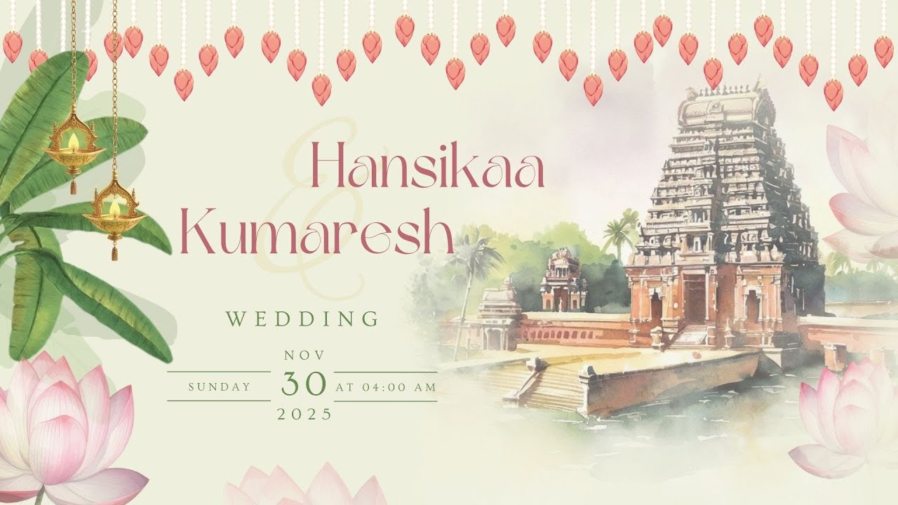 Hansikaa and Kumaresh || Wedding Ceremony || LIVE