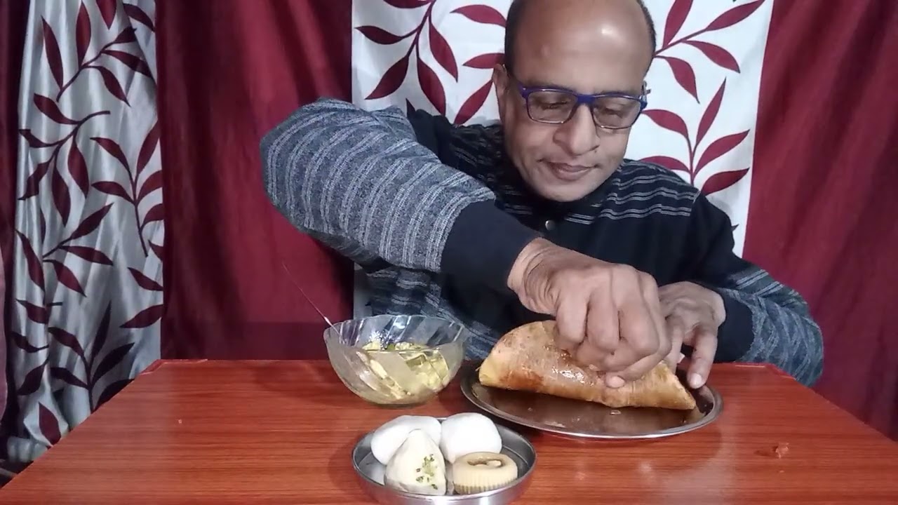 Bigbites Abhijeet Eating Paratha with Paneer and sweets
