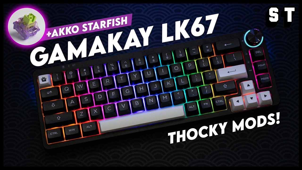 GamaKay LK67 Build - Akko Starfish, WoB ASA Keycaps, Metal Knob, Foam, Holee Mod | Samuel Tan
