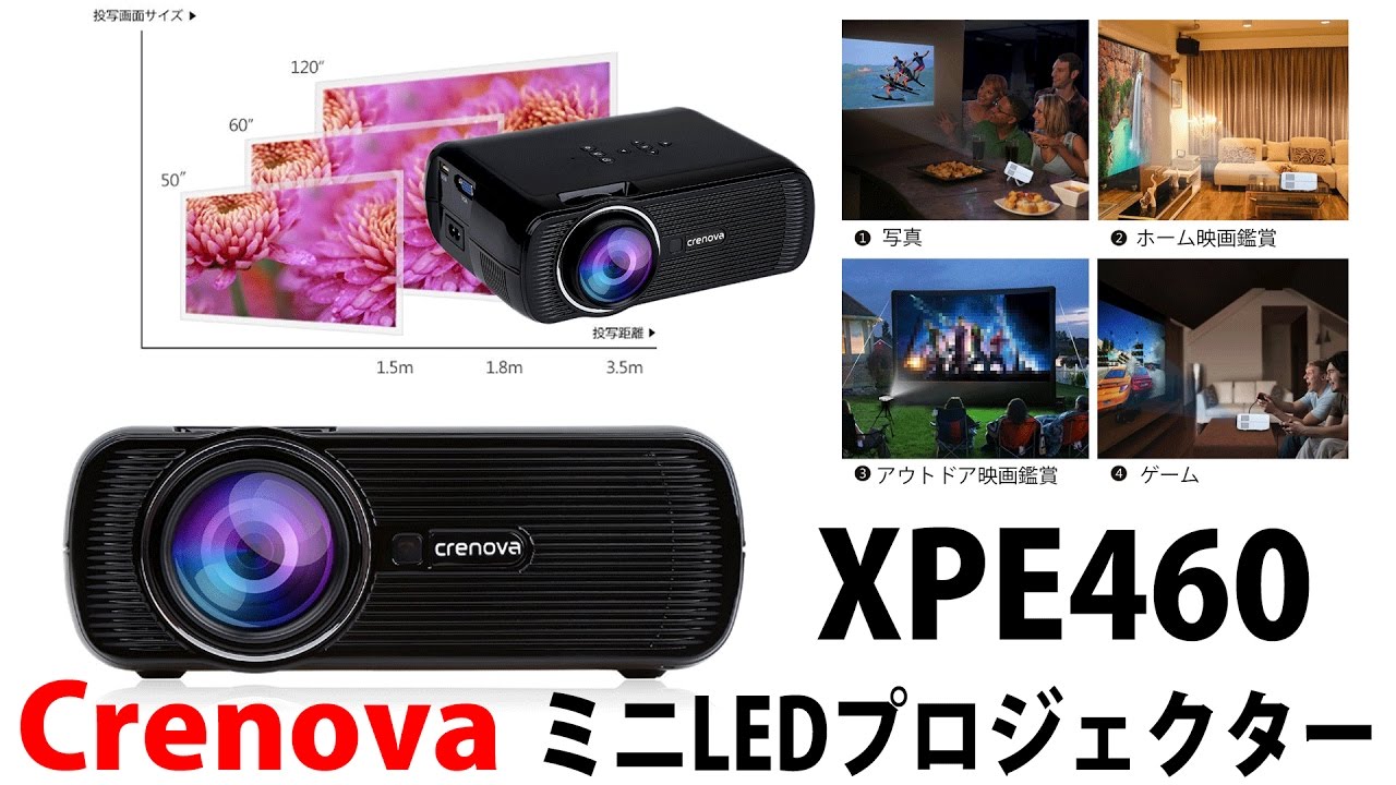 安価で小型・軽量なのに十分明るい！Crenova ミニLEDプロジェクター XPE460 レビュー