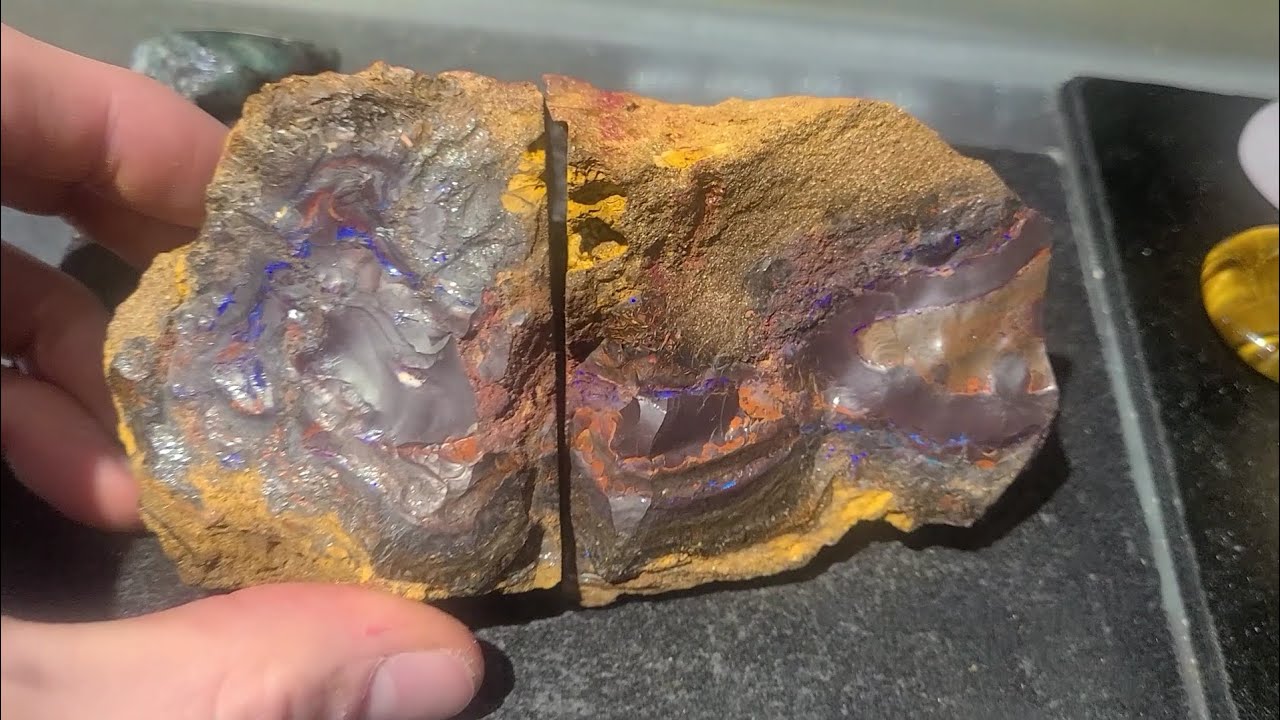 Cutting and Polishing Boulder Opal ASMR