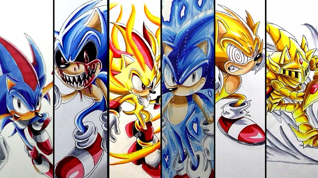 Drawing Sonic Super Forms And Transformations - Compilation 2