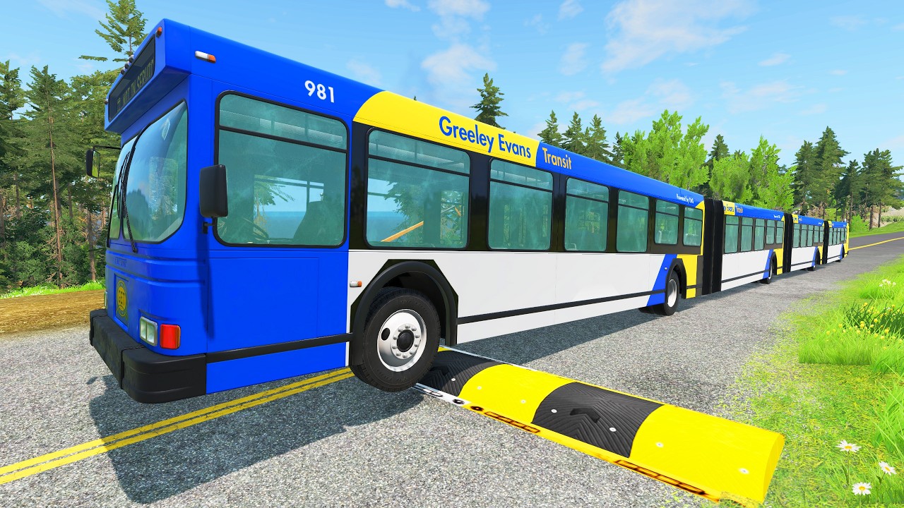 Bus Vs Massive Speed Bumps #4 - BeamNG.Drive