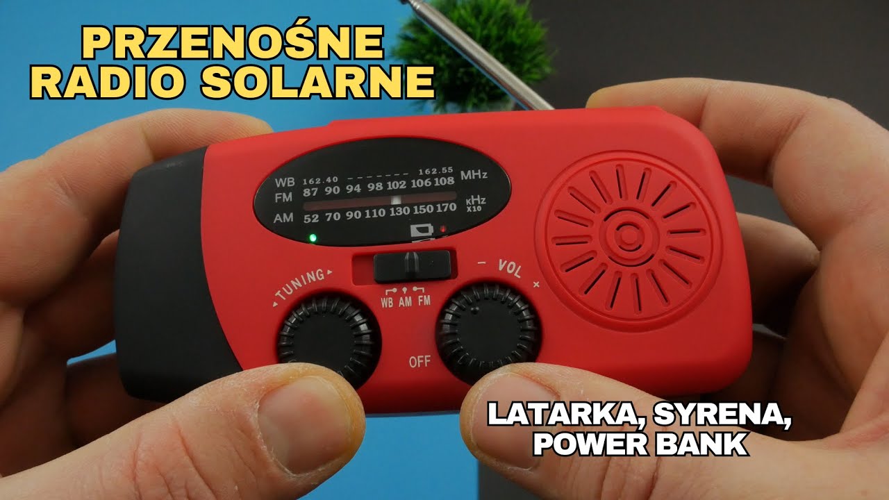 Przenośne RADIO z Panelem Solarnym, Korba, Latarka, Power Bank (Recenzja i Test)