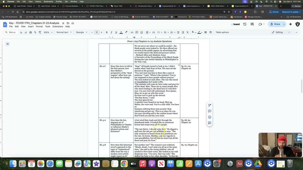 Fever Analysis Questions: Chapters 21-23