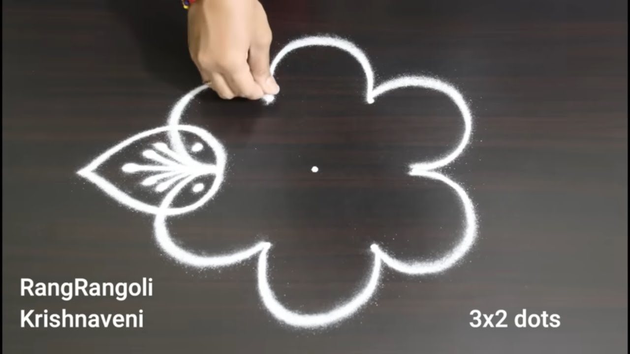 Small Rangoli for Apartments🌷3x2 dots Easy Muggulu🌷Daily Kolam🌷RangRangoli Krishnaveni
