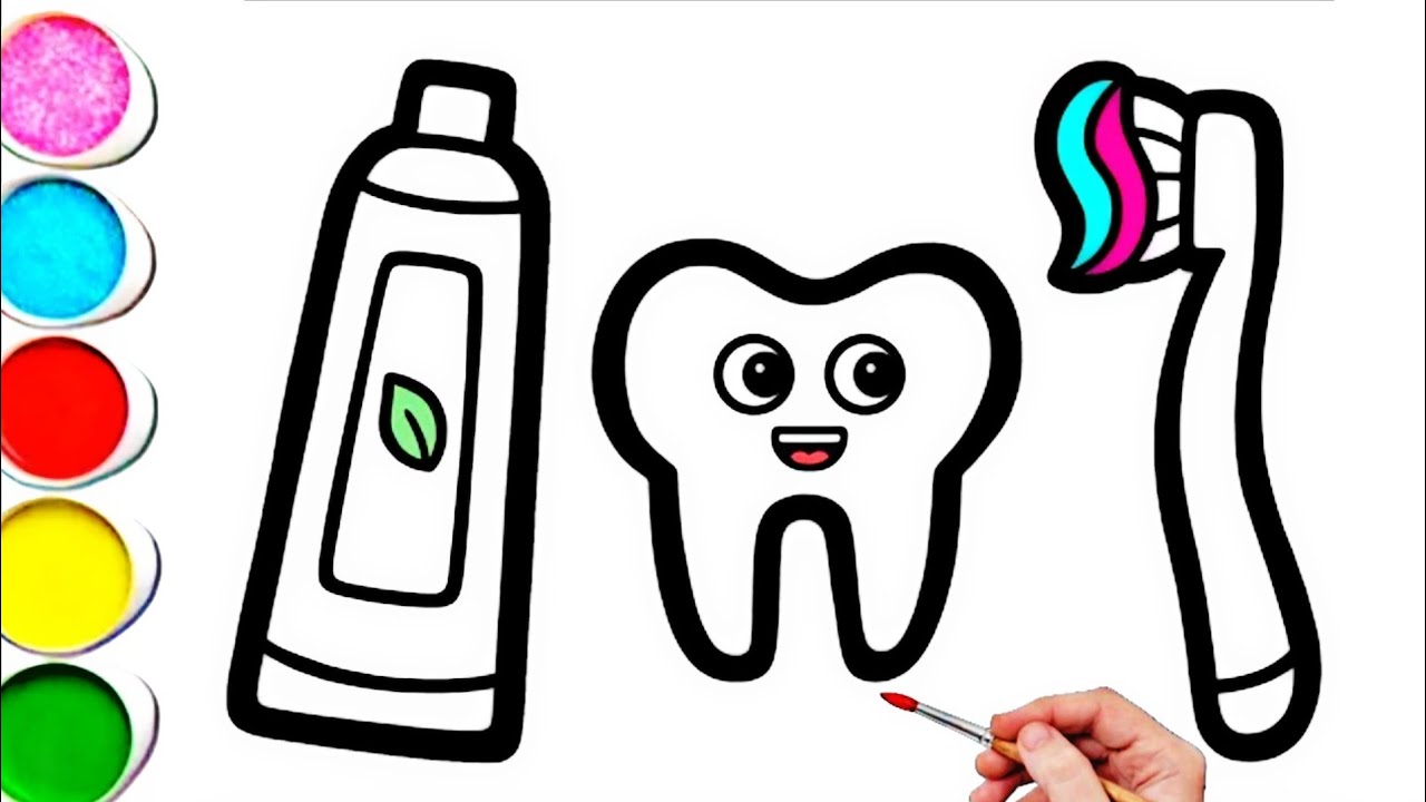 Cute Toothbrush 🪥 Drawing, Painting & Coloring For Kids and Toddlers_ Kids Art 