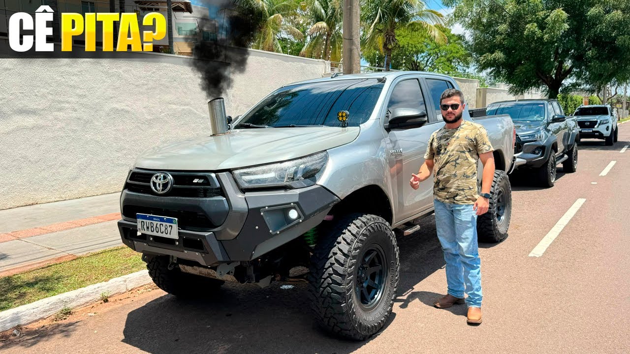 TOYOTA HILUX COM PNEU 35x12,5 R17, ERGUIDA 5,5 CM LIFT + BODYLIFT!