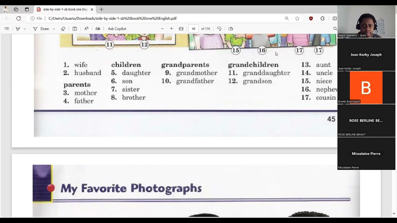 English Elementary class  7 : Family members