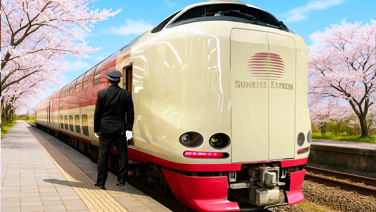 10 часов в спальном поезде первого класса в Японии весной | 🇯🇵 Sunrise Express