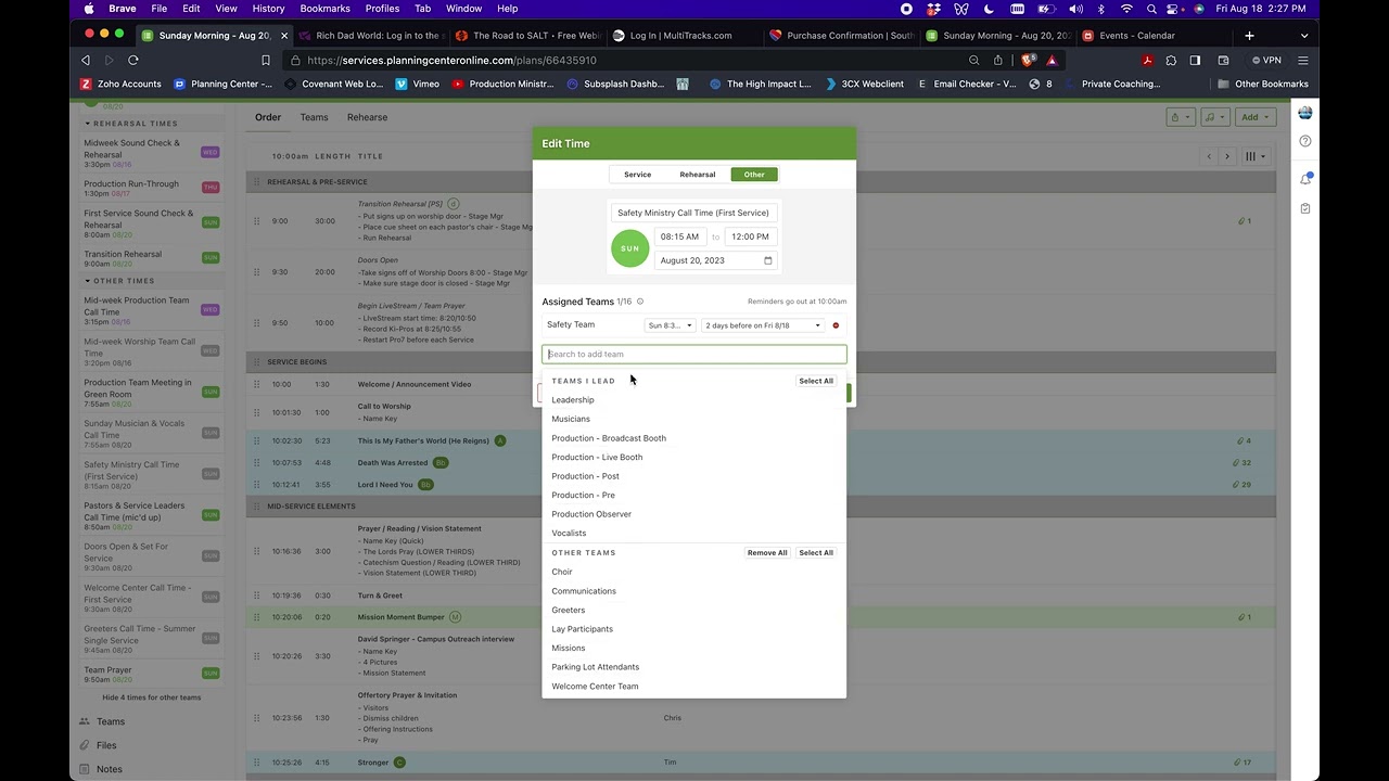 Modifying Automatic Email Reminders in PCO Services