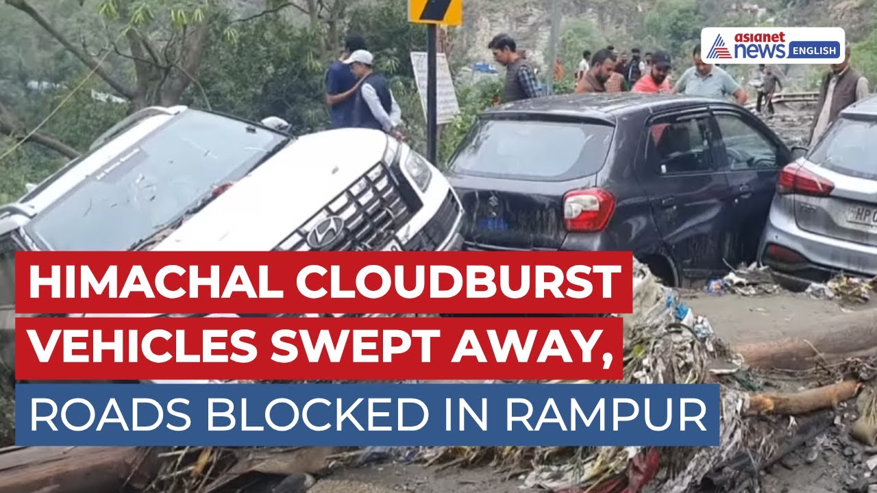 Cloudburst in Rampur, Himachal | Haevy Flood Sweeps Away Vehicles, Blocks Roads!