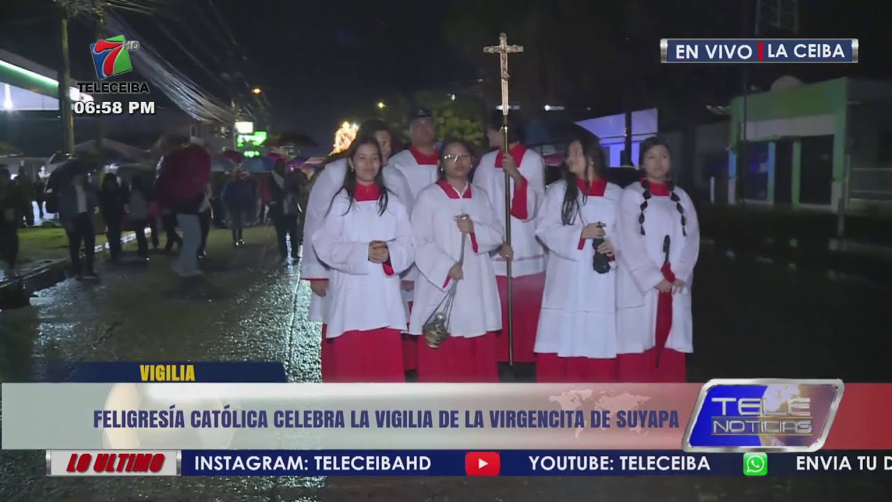 Feligresía católica celebra la vigilia de la virgencita de Suyapa en La Ceiba