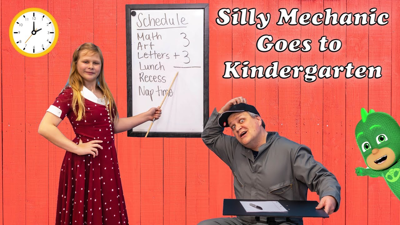 Assistant is a Teacher for Silly Mechanic and PJ MAsks in Kindergarten