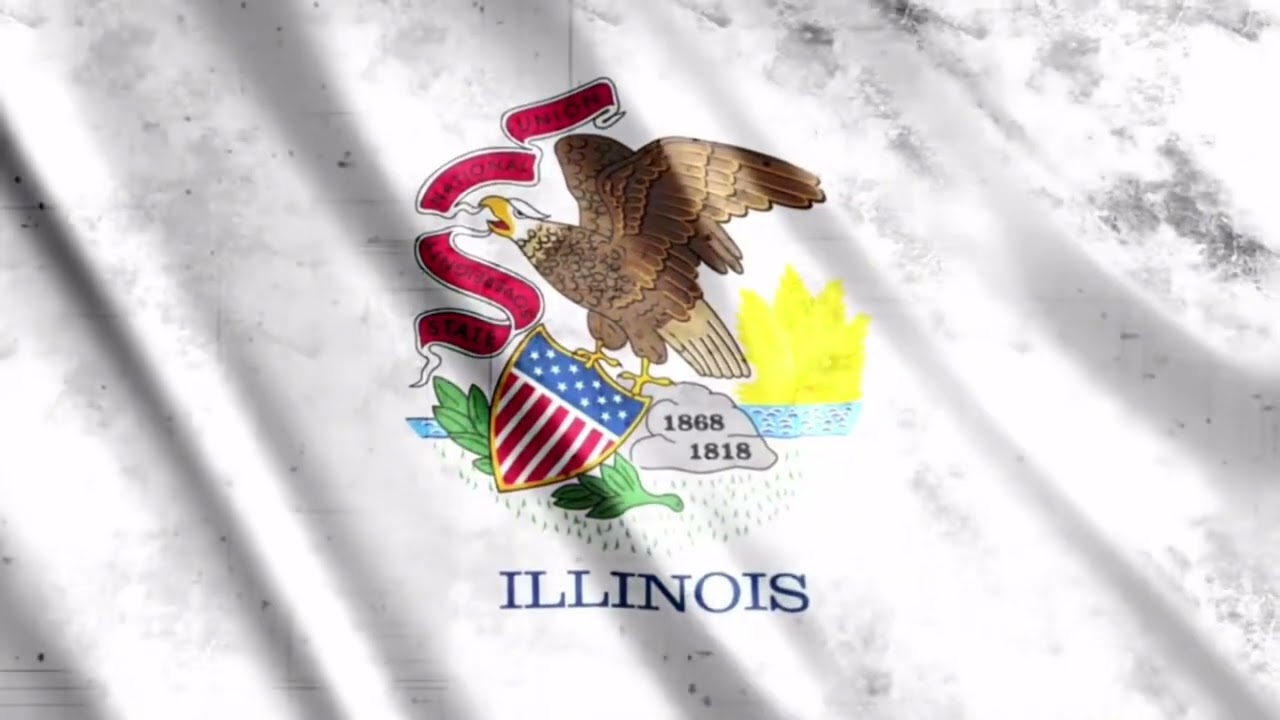 Illinois Flag with Mellow Funk Background Music