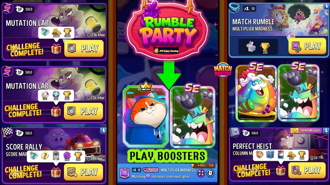 (PARTY+1 RUMBLE+4 SOLO) Multiplier Madness/ Column Mania/ Mutation Lab/ Score Market+Mushrooms 🍄