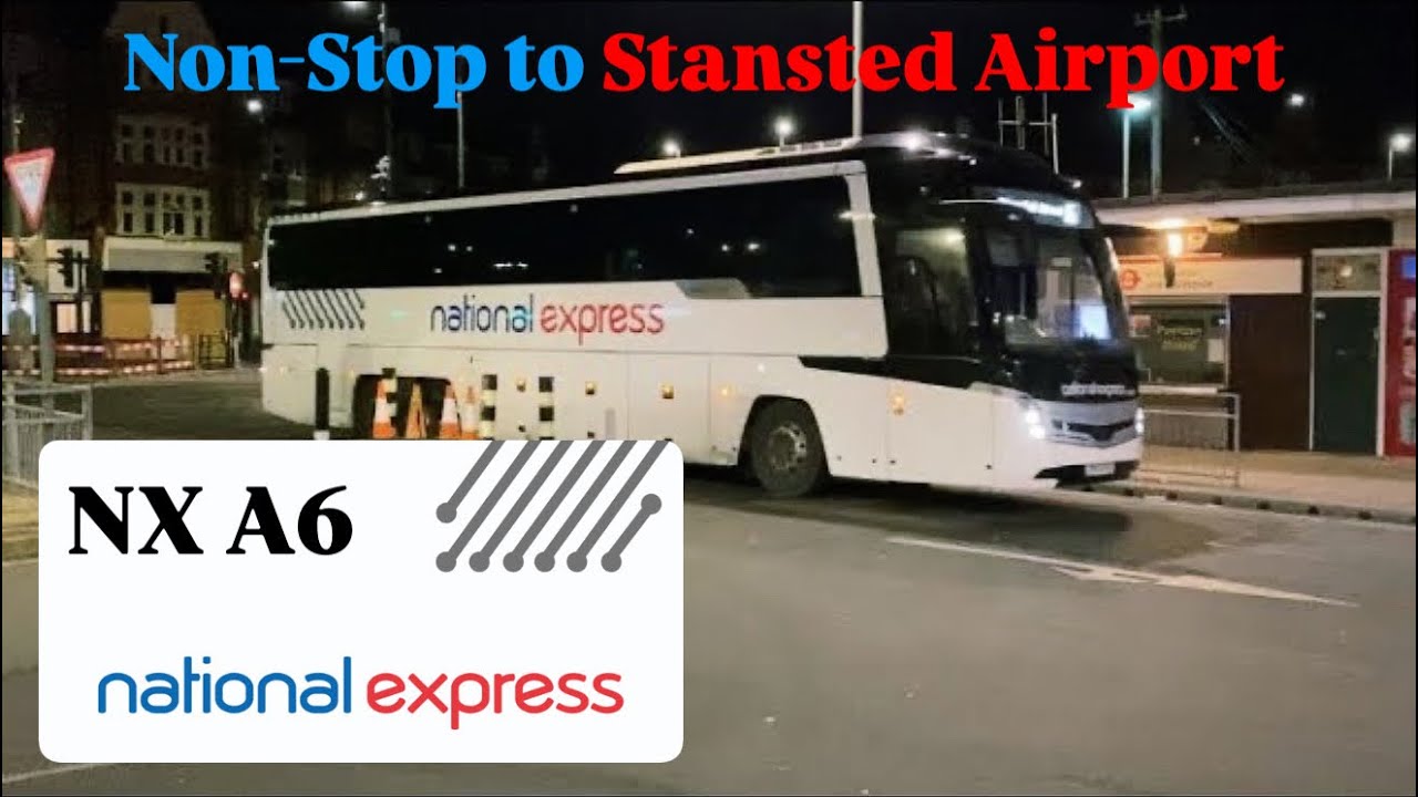 National Express Coach NX A6 to Stanted Airport at Night