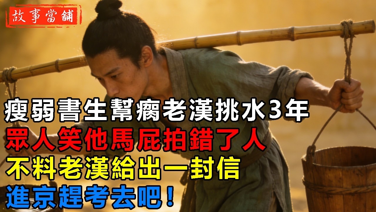 瘦弱書生幫瘸老漢挑水3年，眾人笑他馬屁拍錯了人，不料老漢給出一封信：進京趕考去吧！| 民間故事 | 故事當舖