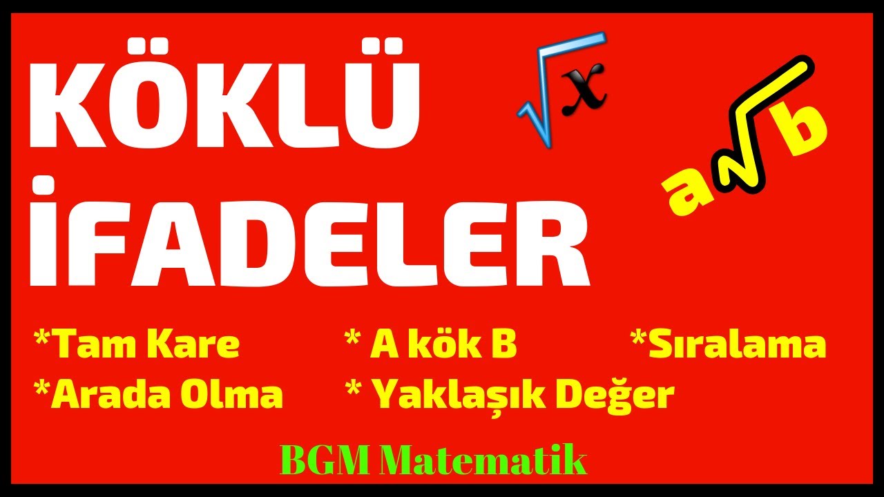Kareköklü İfadeler 1 Temel Kavramlar / 8 Sınıf Lgs Matematik