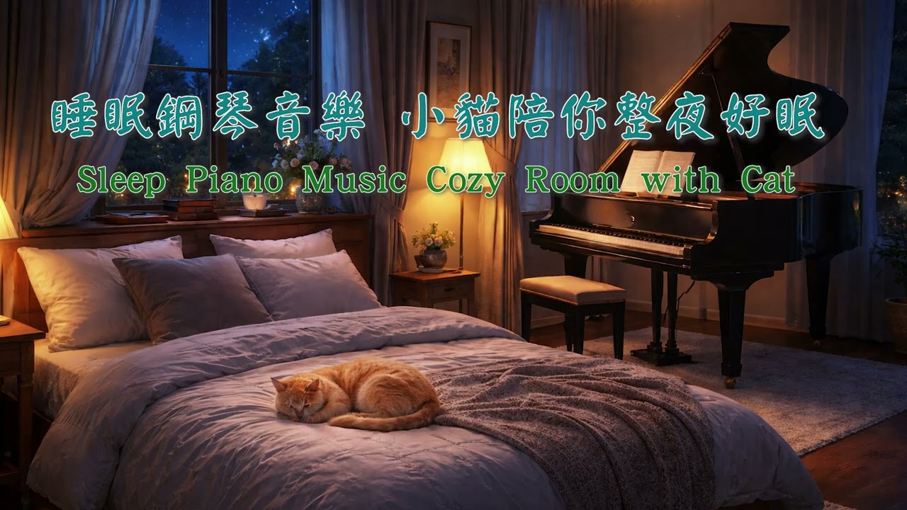 睡眠鋼琴音樂 小貓陪你整夜好眠 Sleep Piano Music Cozy Room with Cat #睡眠音樂 #助眠音樂 #深層睡眠 【9453Lazy Cat】
