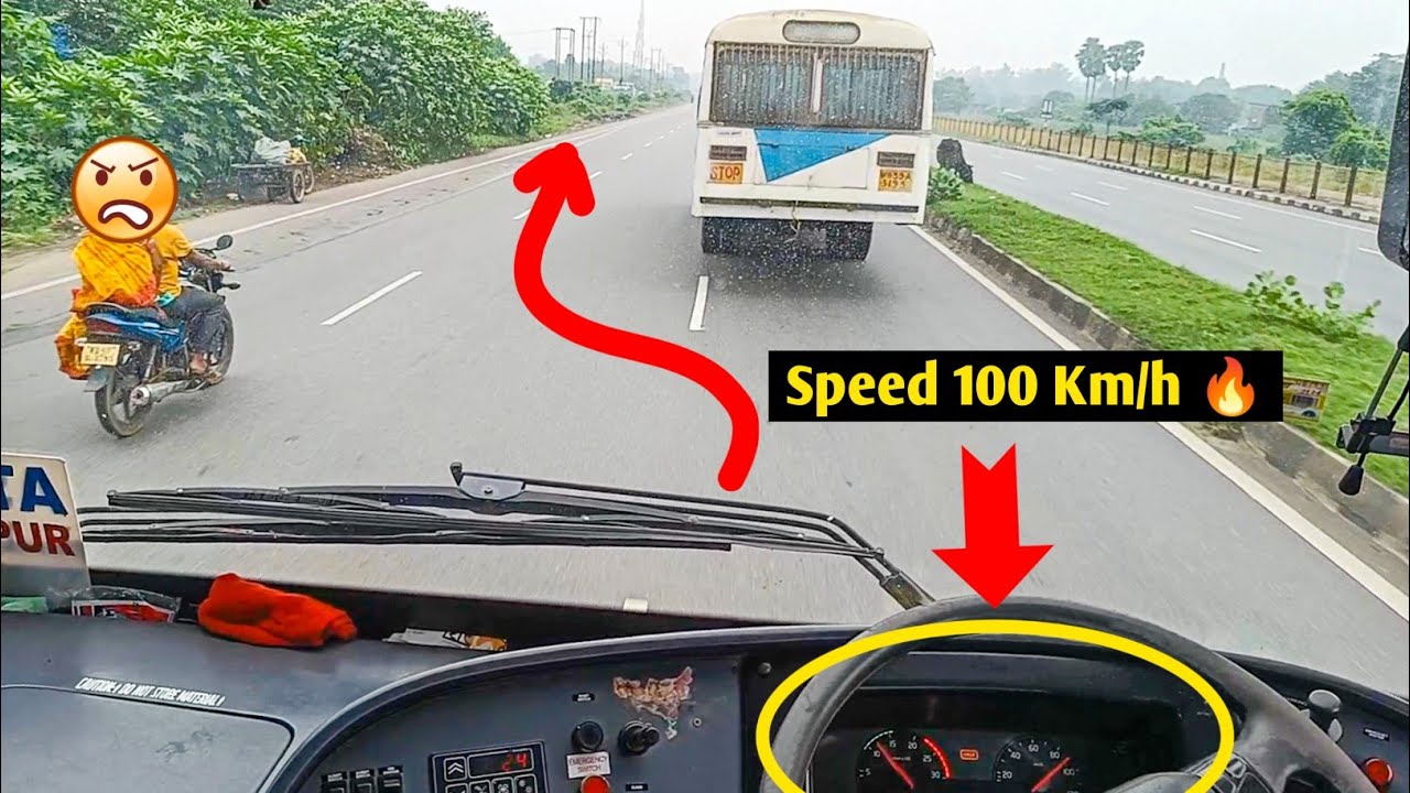 A Crazy Inexperience Bus Driver Hard Braking Suddenly In High Speed Which Leads Accident Situation.