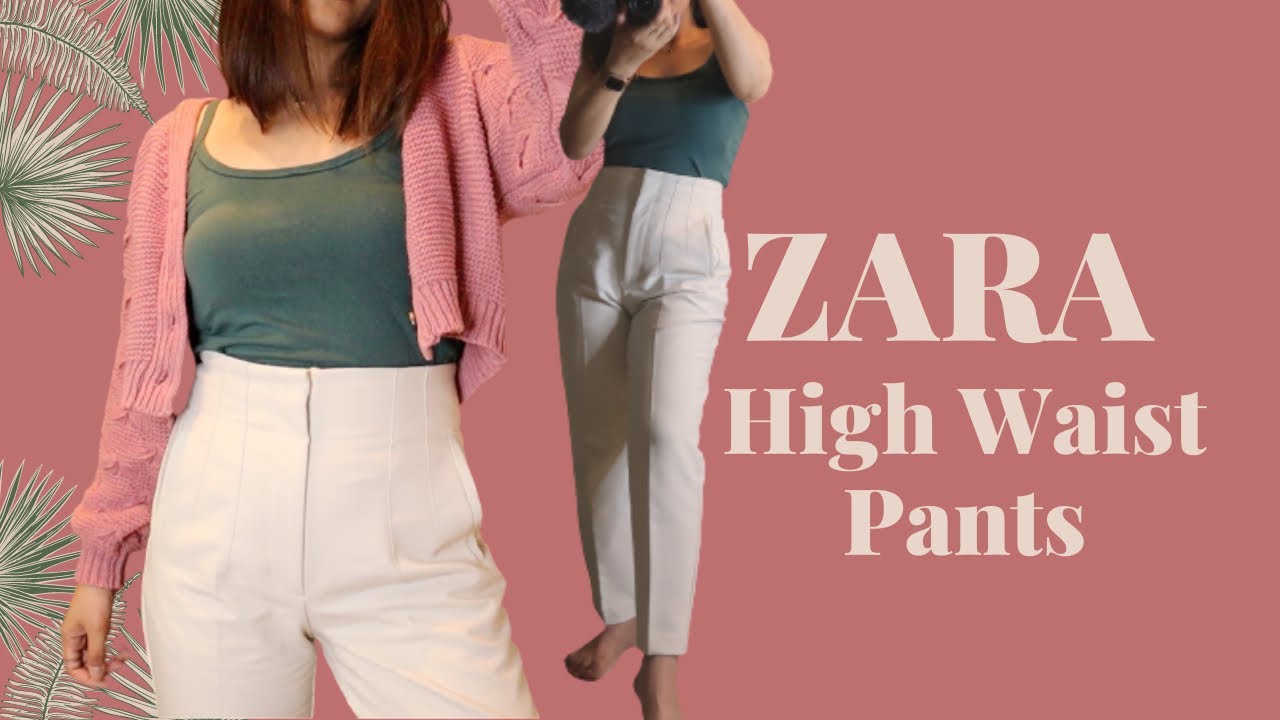 ZARA High Waist Trouser try-on | Oyster White | Medium (for petites)
