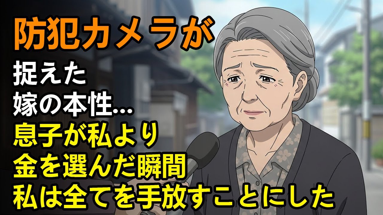 防犯カメラが捉えた嫁の本性...息子が私より金を選んだ瞬間、私は全てを手放すことにした