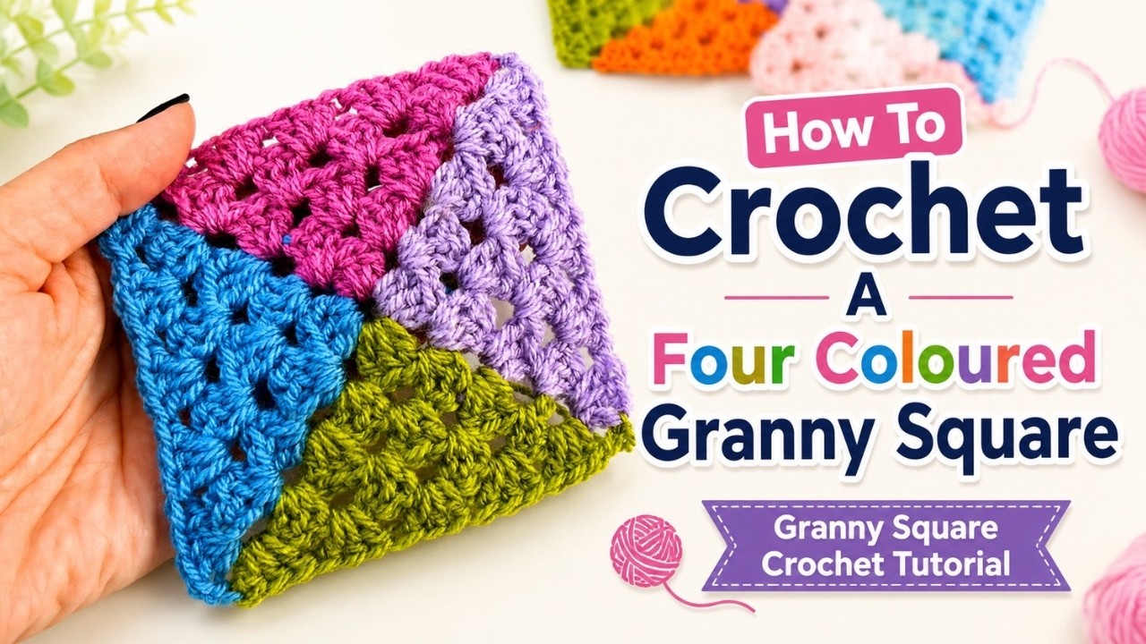 How To Crochet A Four Coloured Granny Square / Granny Square Crochet Tutorial