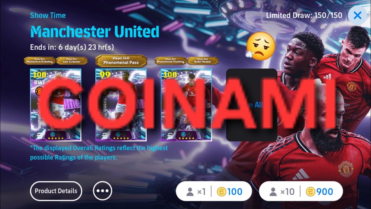 10.000 COINS | When you're Manchester United fans and need bullet header but konami had another plan