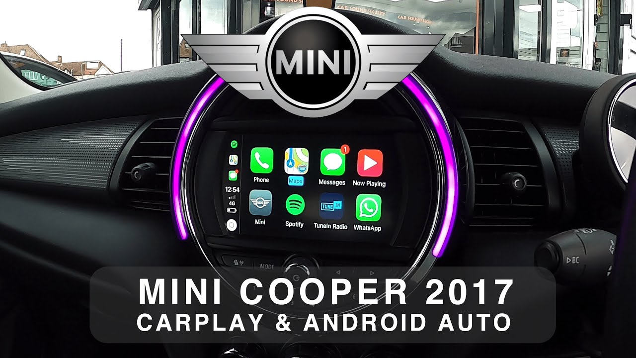 Mini Cooper 2017 с беспроводной интеграцией CarPlay и Android Auto на оригинальном экране с дубли...