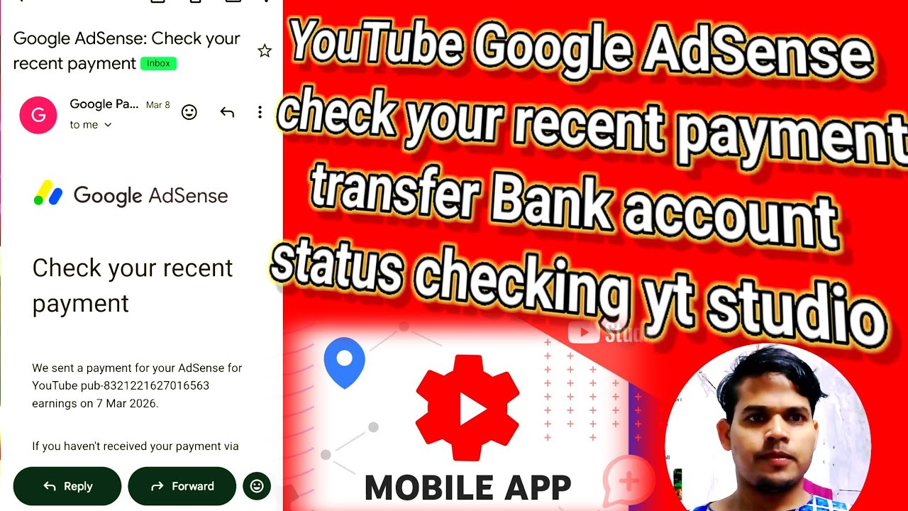 YouTube Google AdSense  check your recent  payment transfer Bank account status checking yt studio
