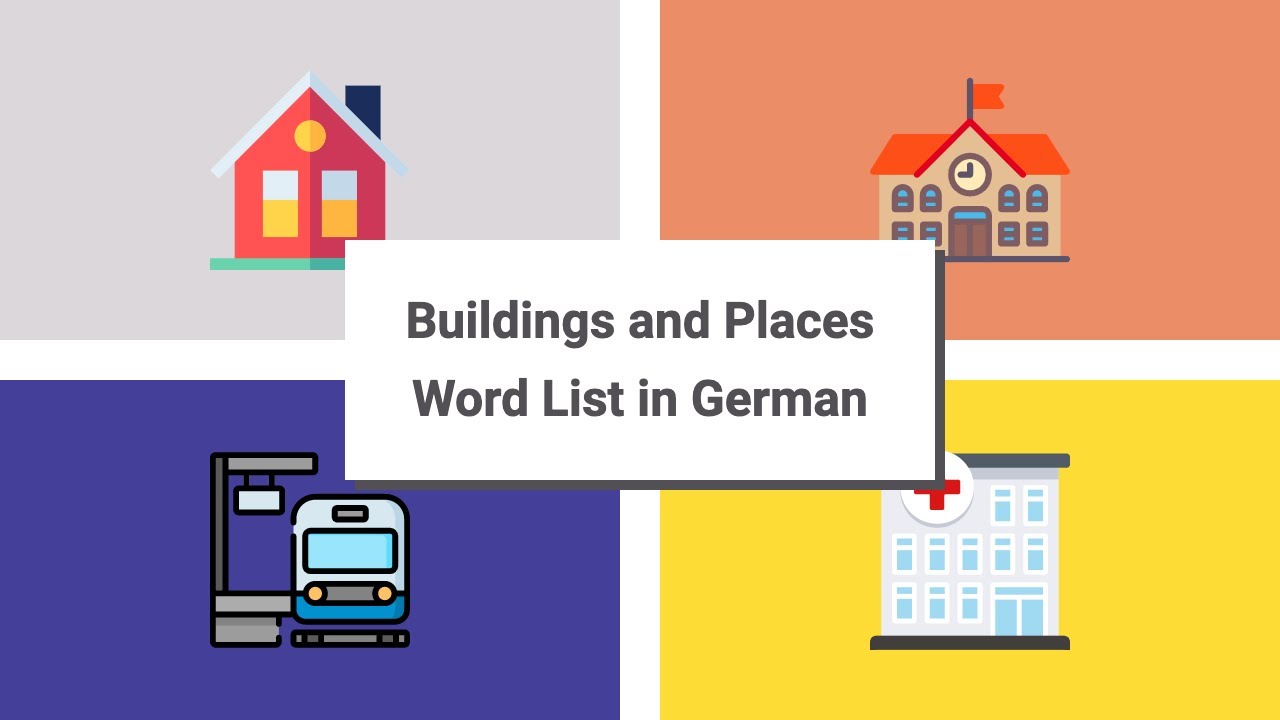 City Buildings & Places Vocabulary in German [88 words in 9 min]