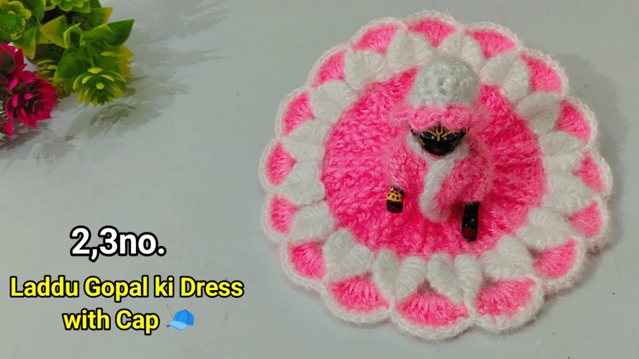 2,3no. Laddu Gopal ki beautiful 😍 Woolen dress. /#Winter Crochet dress for Kanha ji With Cap.