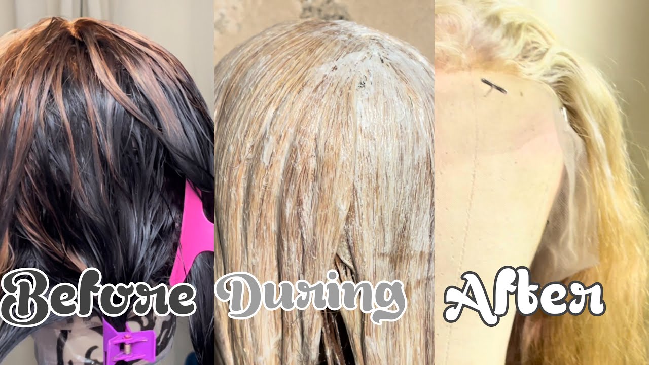 HOW TO BLEACH A T PART WIG FROM BLACK TO WHITE BLONDE using ONE PRODUCT!