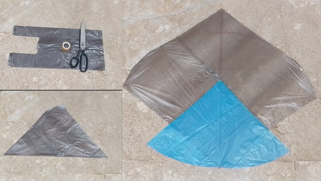 Shopping Bag Kite Making With Broom Sticks || Easy Step By Step Kite Making|| Bazari Kite