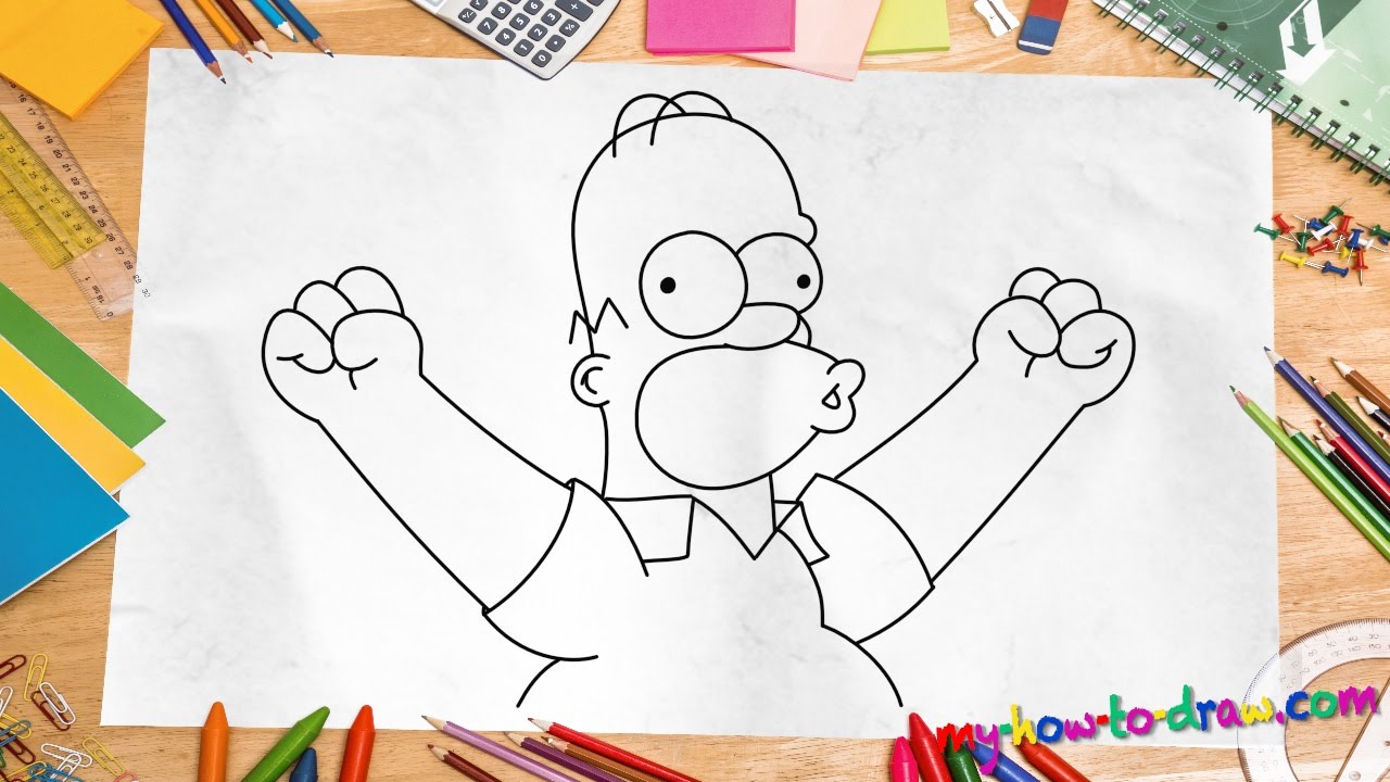 How to draw Homer Simpson - Easy step-by-step drawing lessons for kids
