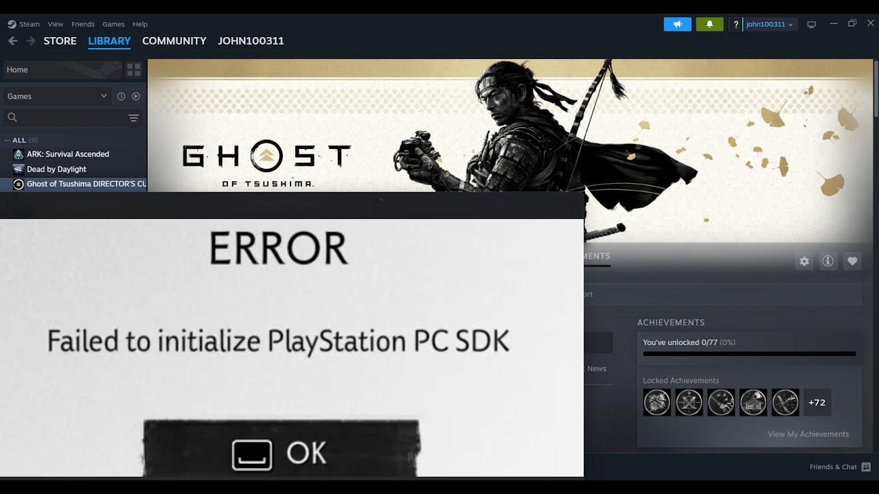 Fix Ghost of Tsushima DIRECTOR'S CUT Error Failed To Initialize PlayStation PC SDK