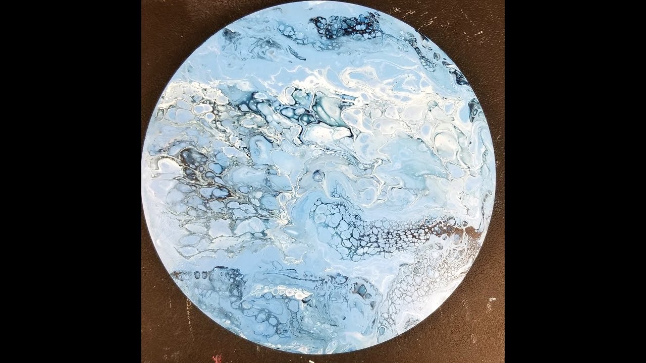 (252) UNC CLOCK Acrylic Dirty Pour on Wood Clock Base with Sandra Lett 122118
