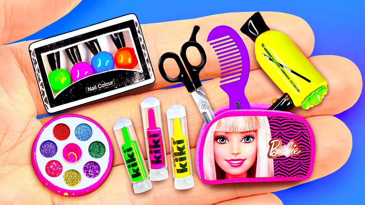 34 DIY Miniature Cosmetics for Barbie Dollhouse ~ Eyeshadow, Lipstick, Nail Polish and more