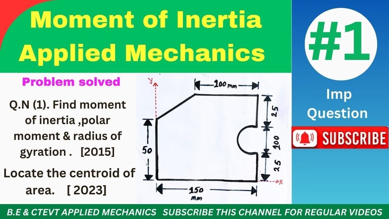 Applied Mechanics | Moment of inertia | Ploar MOI, radius of gyration Centroidal Axis || B.E.& CTEVT